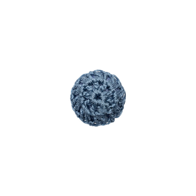 French Blue Crochet Fabric Covered Shank Back Button - 18L/11.5mm