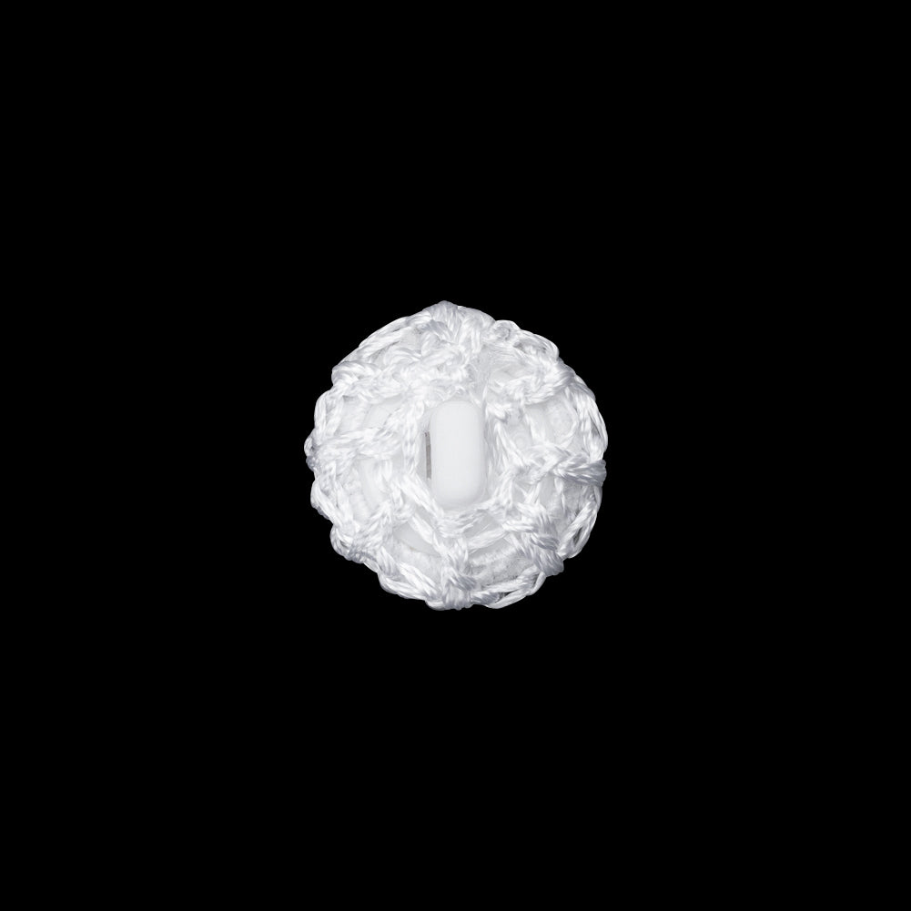 Optic White Crochet Fabric Covered Shank Back Button - 20L/12.5mm Detail