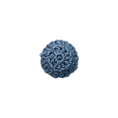French Blue Crochet Fabric Covered Shank Back Button - 20L/12.5mm