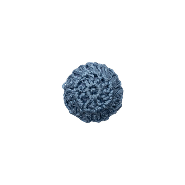 French Blue Crochet Fabric Covered Shank Back Button - 20L/12.5mm