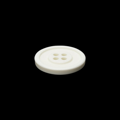 Off White Raised Center and Rim Plastic 4-Hole Button - 28L/18mm Folded