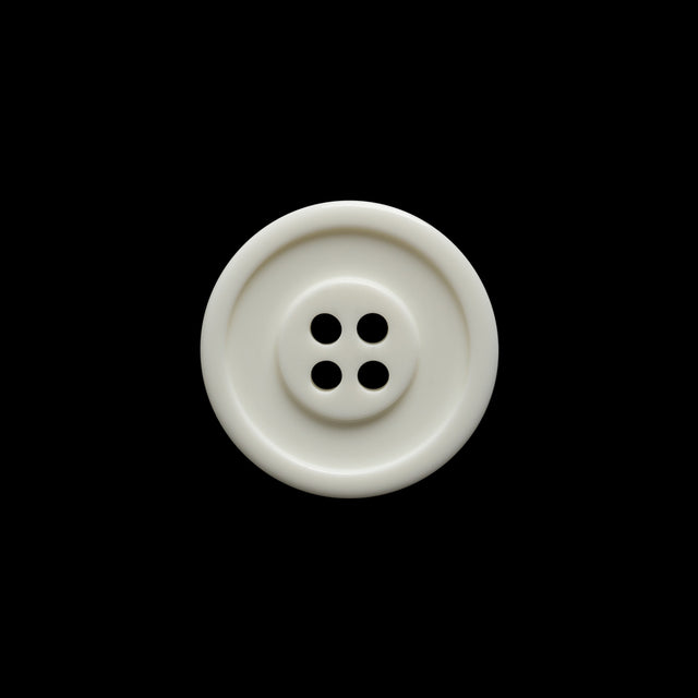 Off White Raised Center and Rim Plastic 4-Hole Button - 28L/18mm