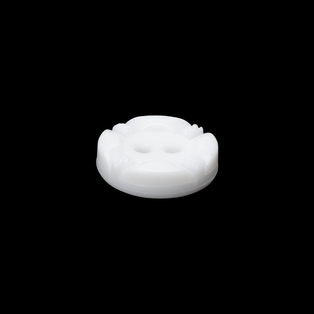 White Decorative Notched Rim Two Piece Plastic 2-Hole Button - 24L/15mm Folded