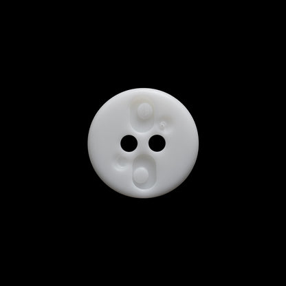 White Decorative Notched Rim Two Piece Plastic 2-Hole Button - 24L/15mm Detail