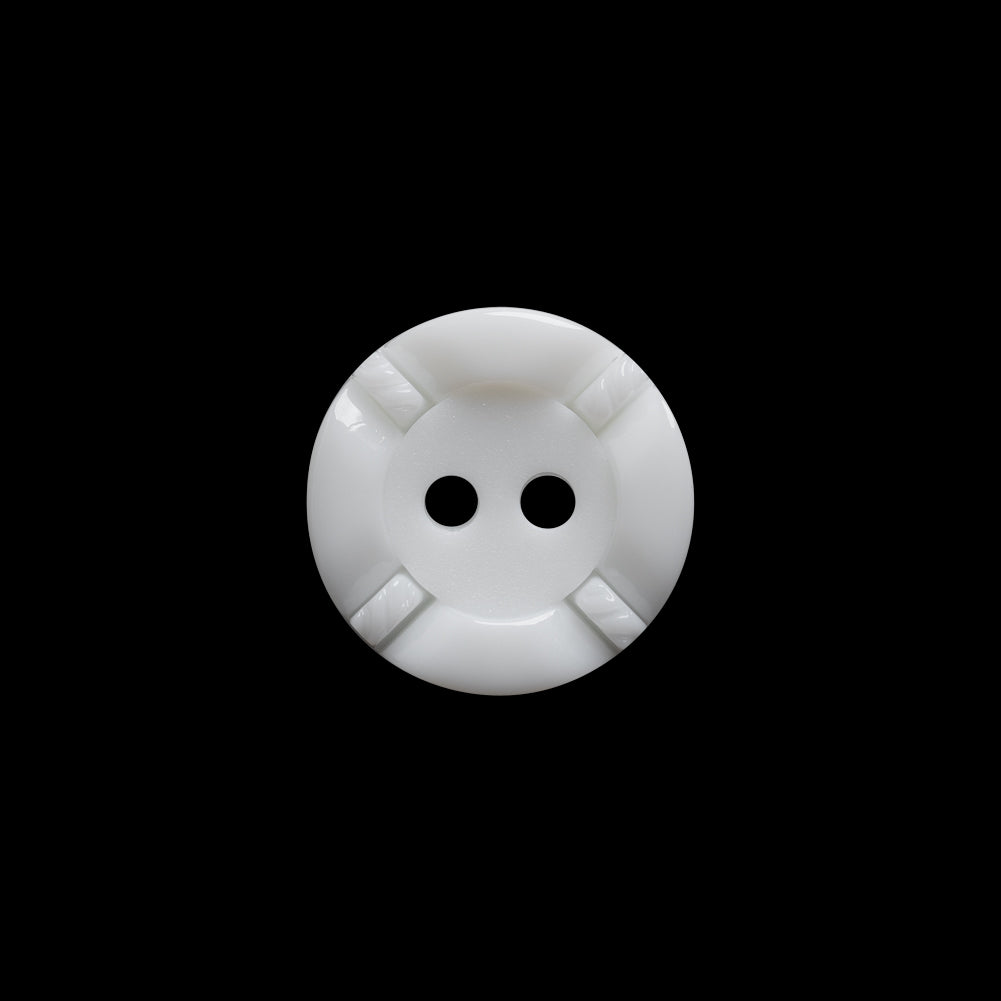 White Decorative Notched Rim Two Piece Plastic 2-Hole Button - 24L/15mm