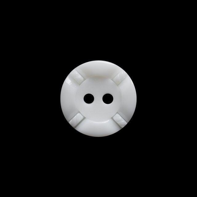 White Decorative Notched Rim Two Piece Plastic 2-Hole Button - 24L/15mm