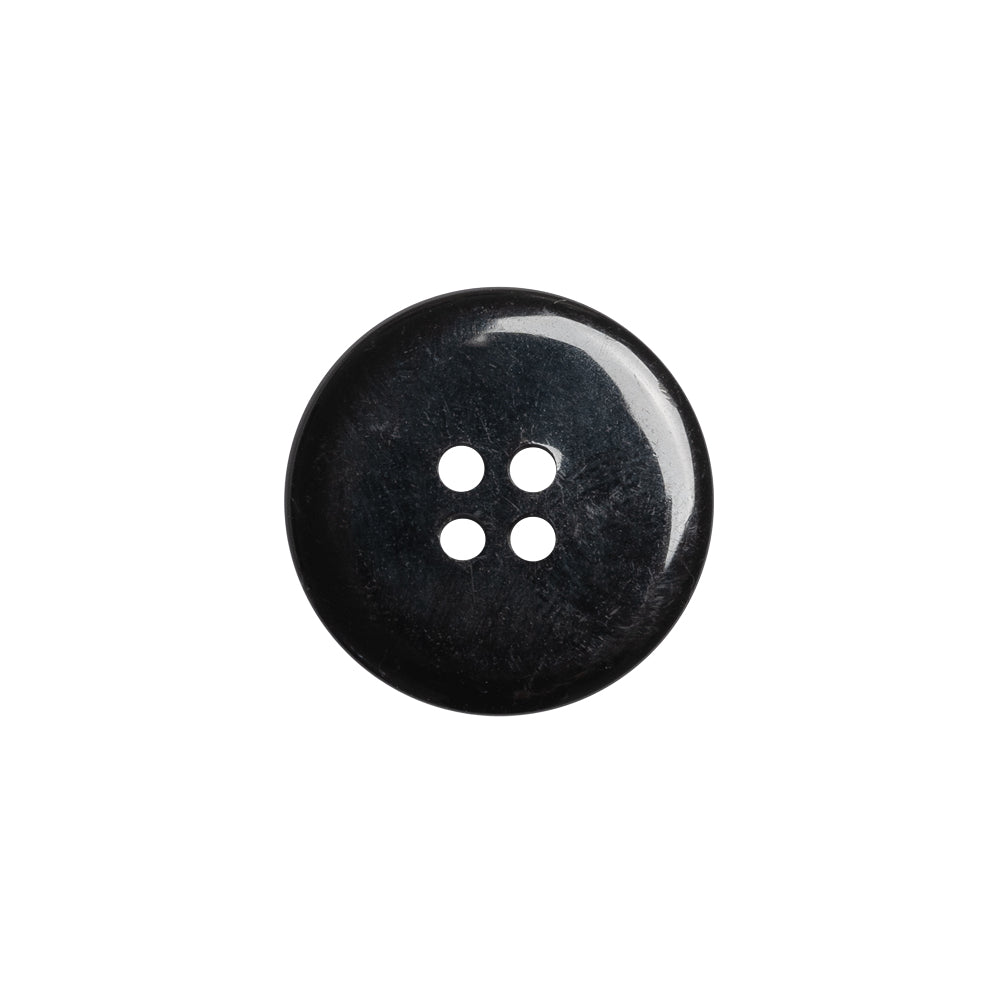 Plastic 4-Hole Button - Matte Black Glossy Rim - 28L/18mm Detail