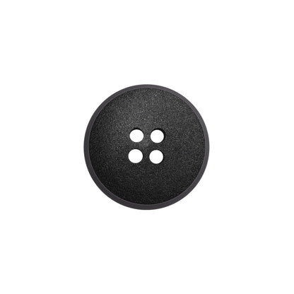 Plastic 4-Hole Button - Matte Black Glossy Rim - 28L/18mm