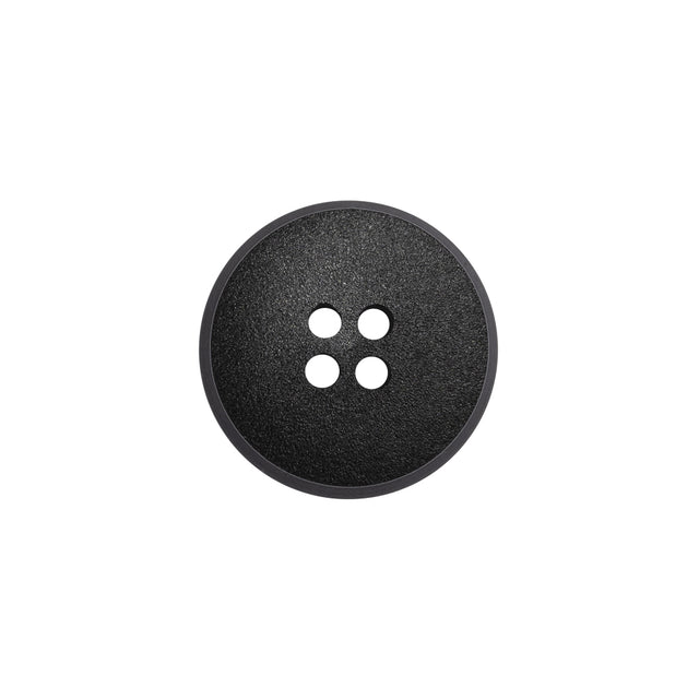 Plastic 4-Hole Button - Matte Black Glossy Rim - 28L/18mm