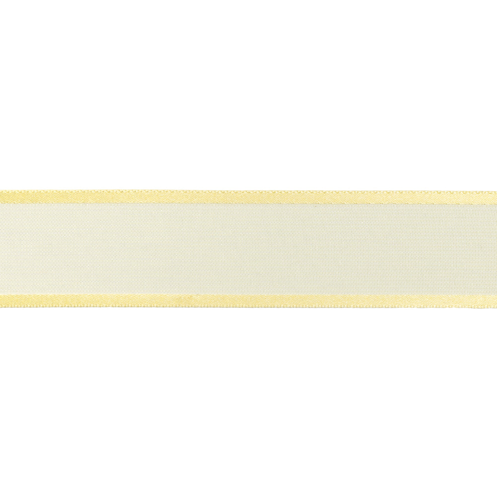Sheer Ribbon with Double Faced Satin Edges - 1" - Yellow - Folded