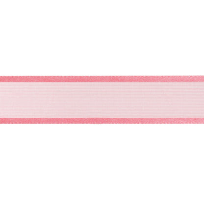 Sheer Ribbon with Double Faced Satin Edges - 1" - Rose