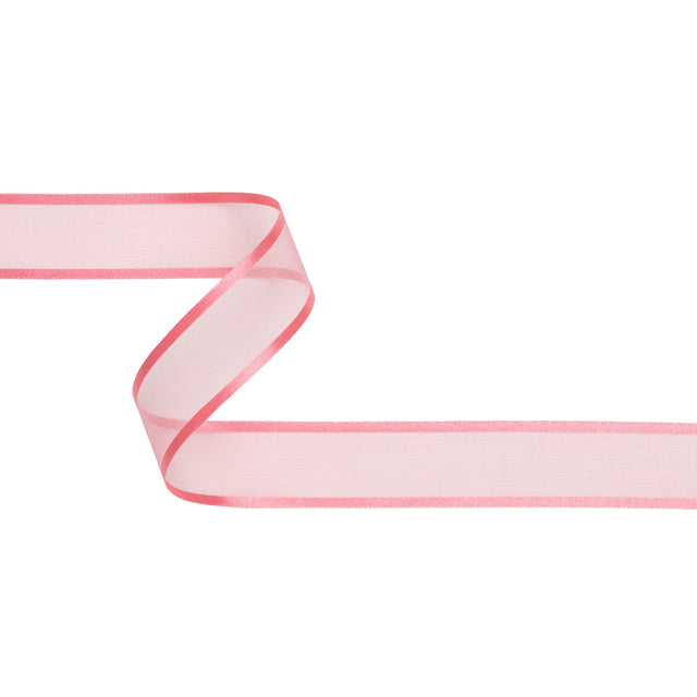 Sheer Ribbon with Double Faced Satin Edges - 1" - Rose