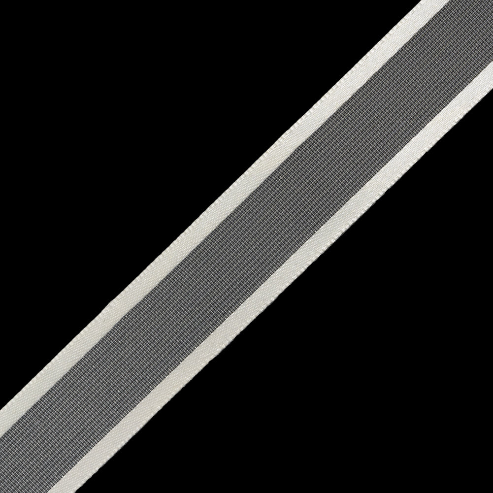 Sheer Ribbon with Double Faced Satin Edges - 0.75" - Ivory - Folded