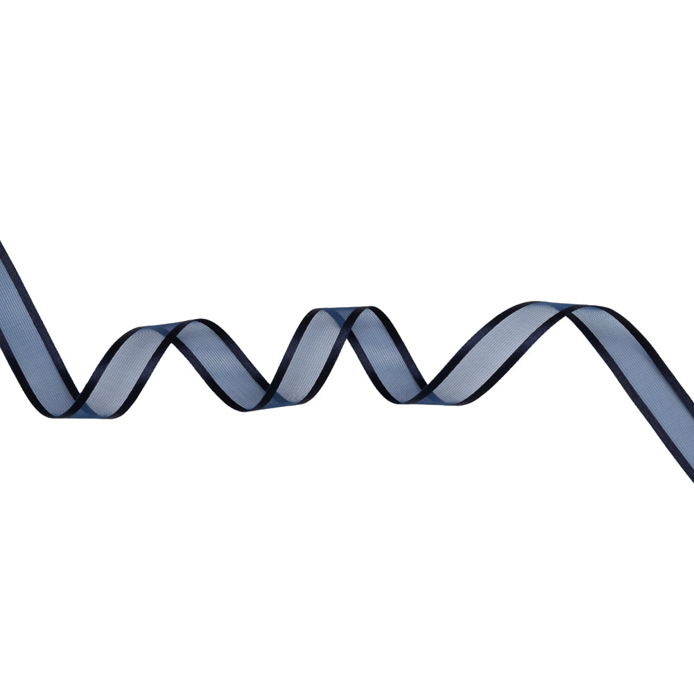 Sheer Ribbon with Double Faced Satin Edges - 0.75" - Navy