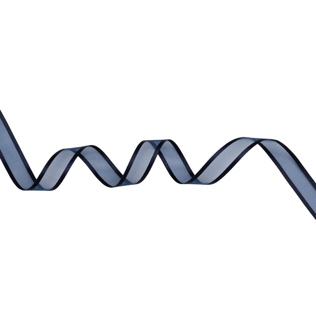 Sheer Ribbon with Double Faced Satin Edges - 0.75" - Navy