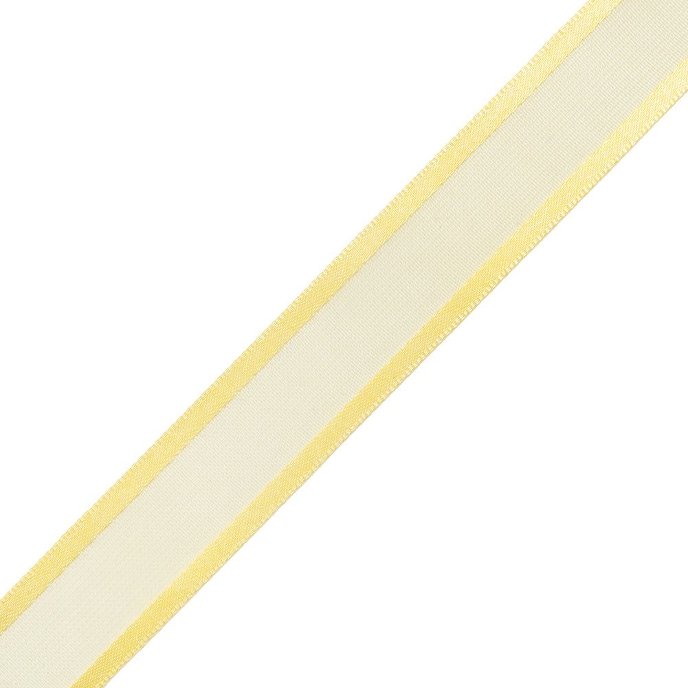 Sheer Ribbon with Double Faced Satin Edges - 0.75" - Yellow - Folded