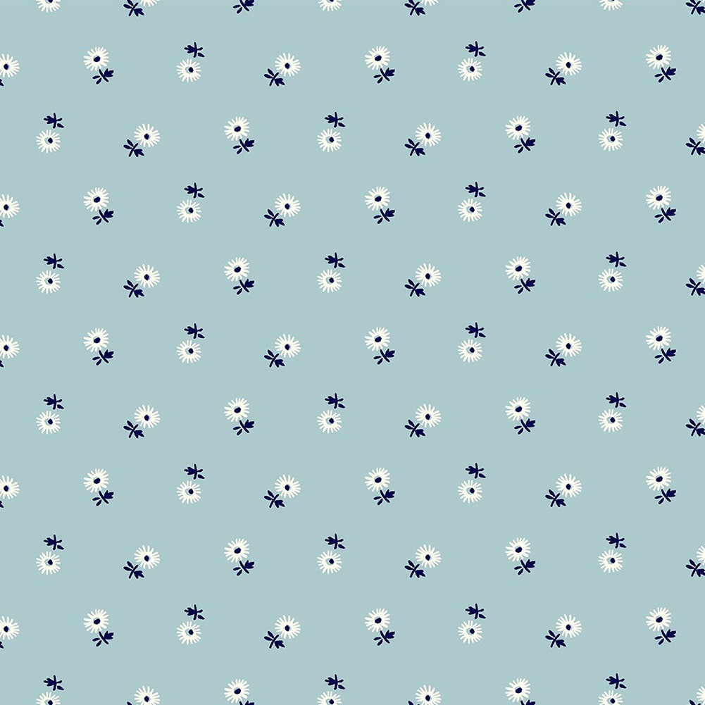Liberty Art Fabrics Pale Blue Sunshine Daisy Lasenby Quilting Cotton