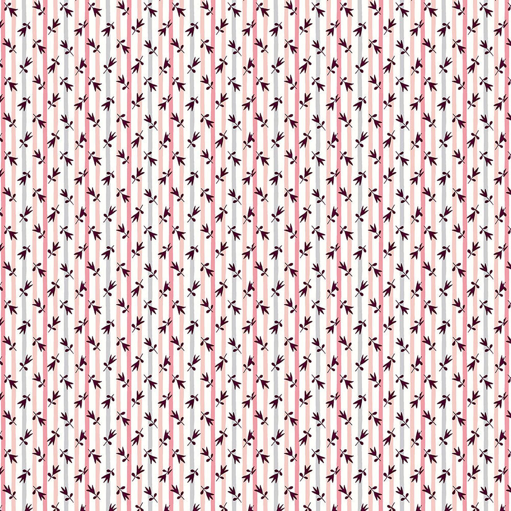 Liberty Art Fabrics Red Millefleur Stripe Lasenby Quilting Cotton