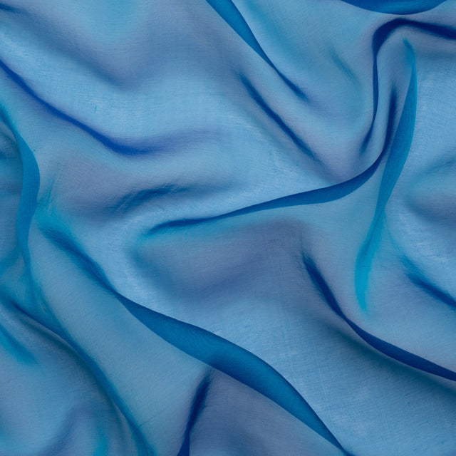 Chiffon-Like Silk Voile - Turquoise and Royal Blue Iridescent - Adelaide Collection