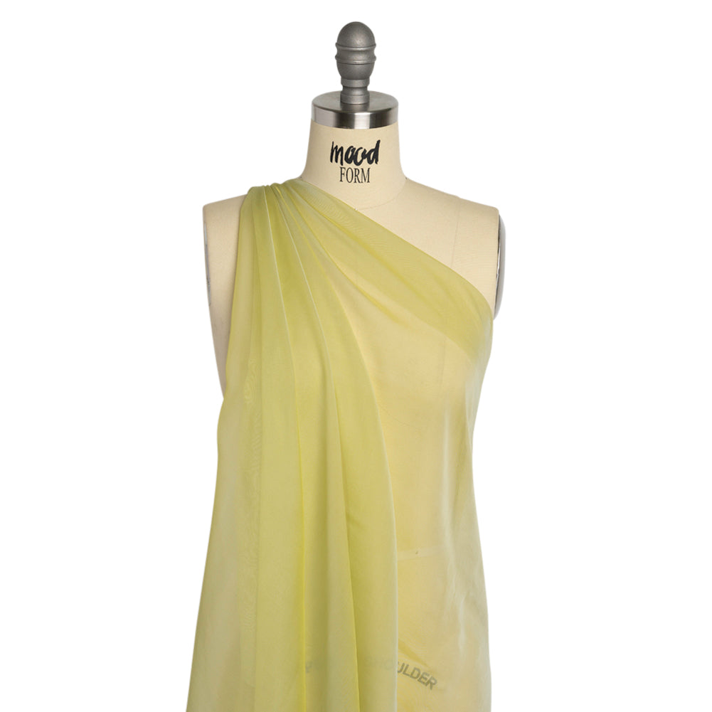 Adelaide Key Lime and White Iridescent Chiffon-Like Silk Voile - Drape