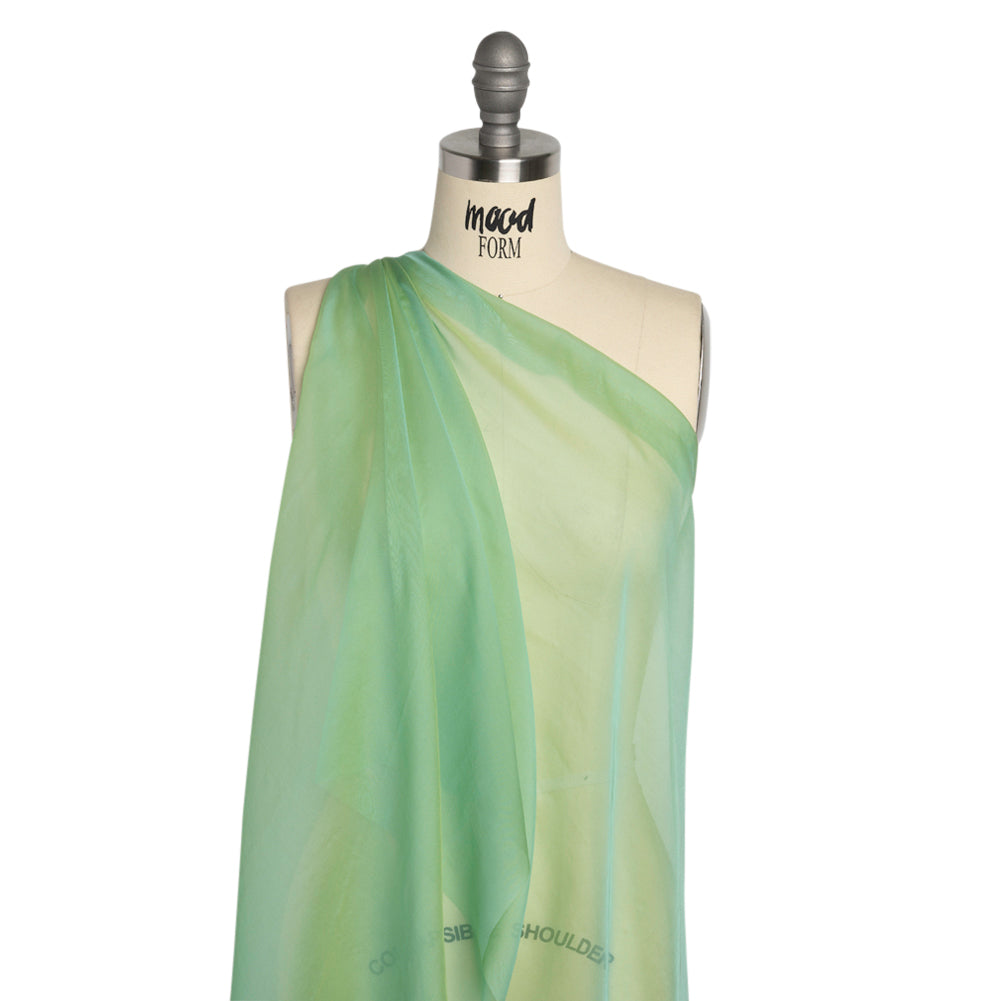 Chiffon-Like Silk Voile - Mint and Lime Iridescent - Adelaide Collection - Drape