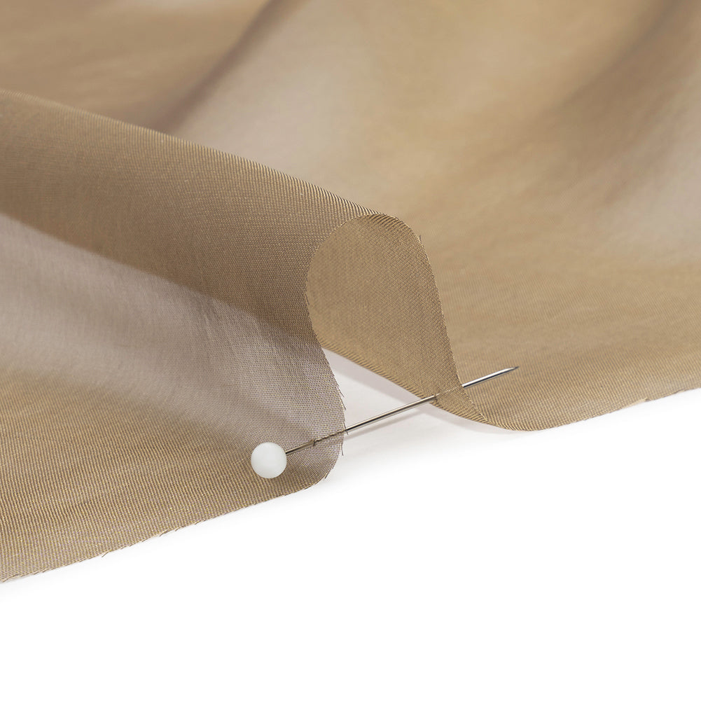 Chiffon-Like Silk Voile - Dark Khaki Iridescent - Adelaide Collection - Detail