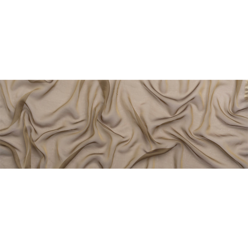 Chiffon-Like Silk Voile - Dark Khaki Iridescent - Adelaide Collection - Full