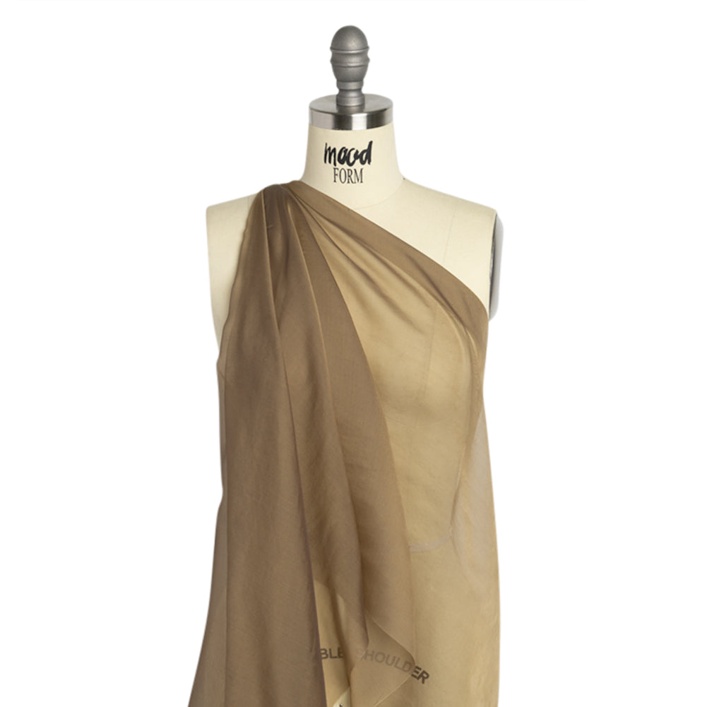 Chiffon-Like Silk Voile - Dark Khaki Iridescent - Adelaide Collection - Drape