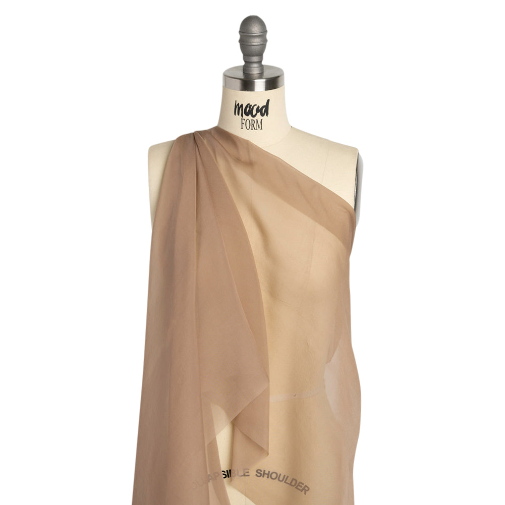 Chiffon-Like Silk Voile - Dark Beige Iridescent - Adelaide Collection - Drape