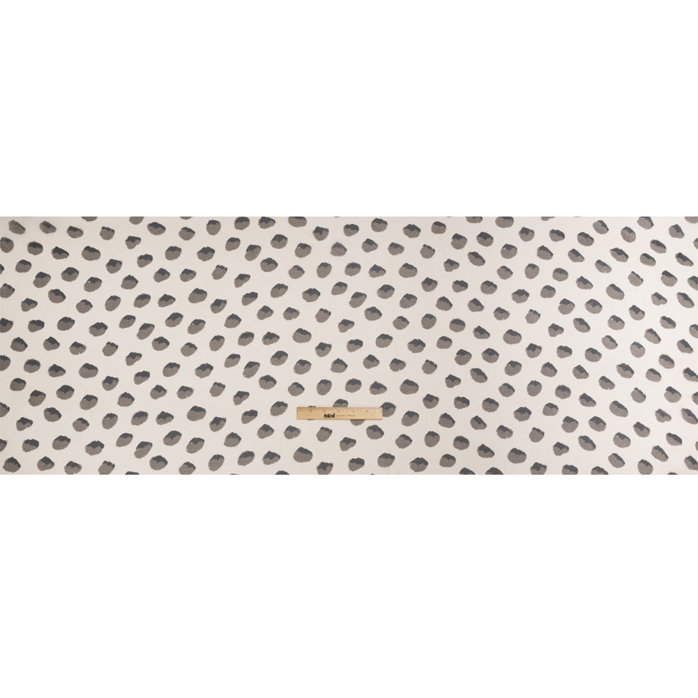 Cream, Black and Gray Brush Spots Silk Chiffon Drape