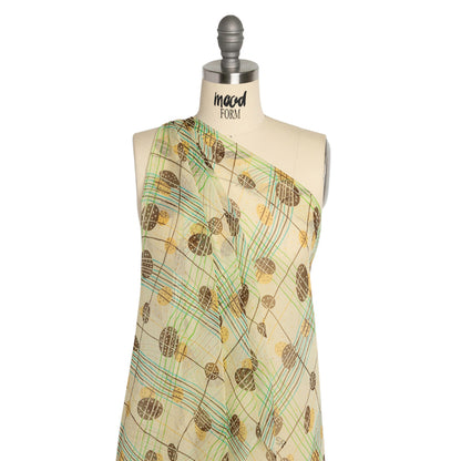 Yellow, Brown and Blue Baked Goods Grid Silk Chiffon Detail