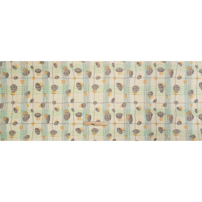 Yellow, Brown and Blue Baked Goods Grid Silk Chiffon Drape