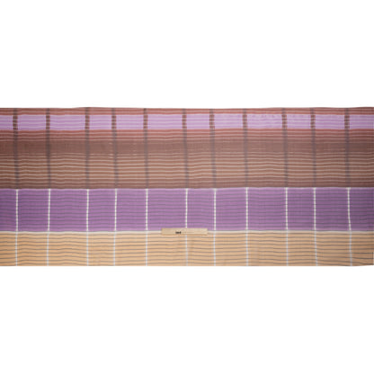 Brown, Beige and Purple Stripes and Rectangles Crinkled Chiffon Panel Drape