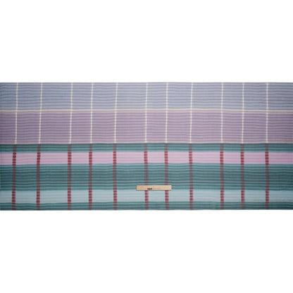 Teal, Lavender and Burgundy Stripes and Rectangles Crinkled Chiffon Panel Drape