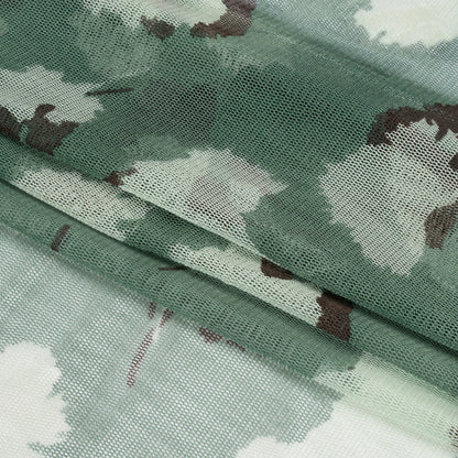 Floral Shadows Silk Tulle - Green, White and Black Full