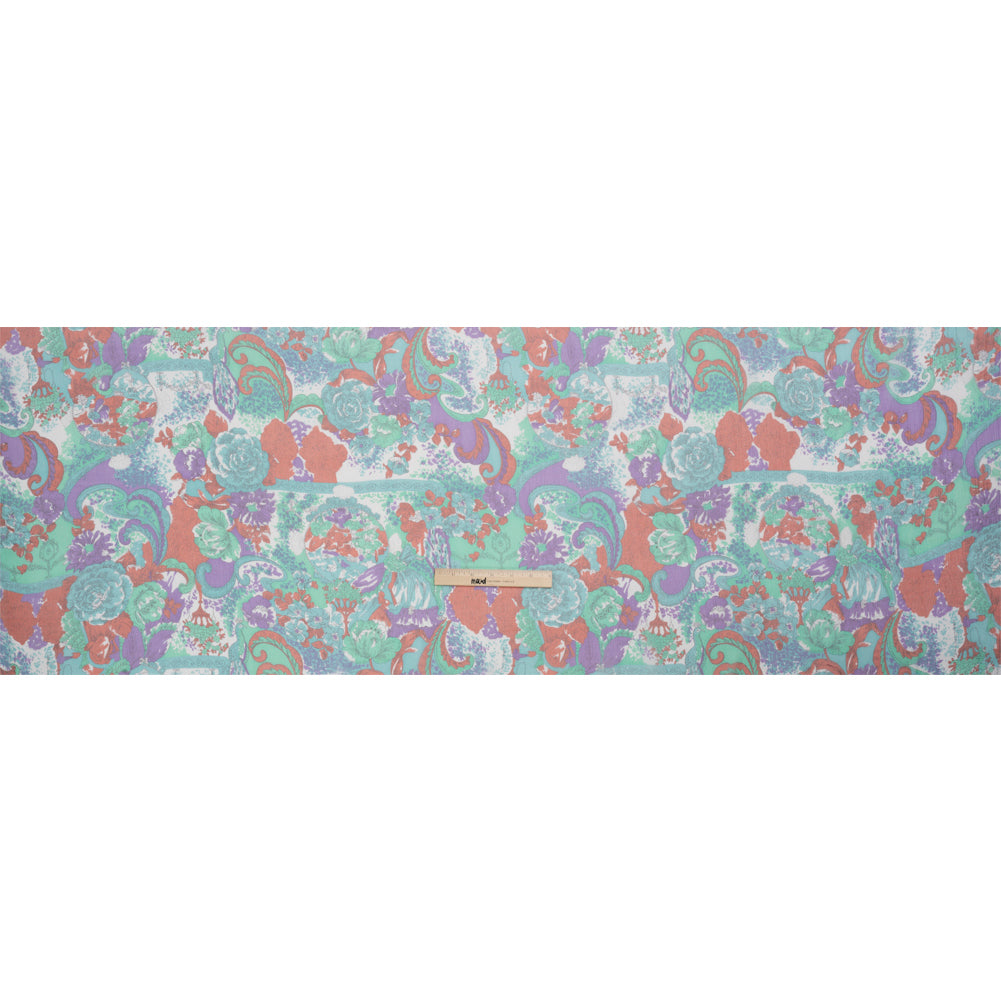 Mint, Purple and Turquoise Ornamental Gardens Crinkled Silk Chiffon Drape