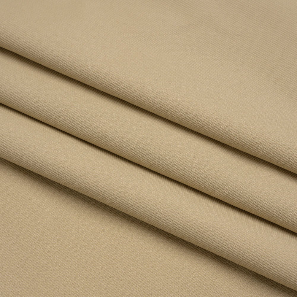 Vertical Ribs Creped Stretch Cotton Dobby - Beige Folded