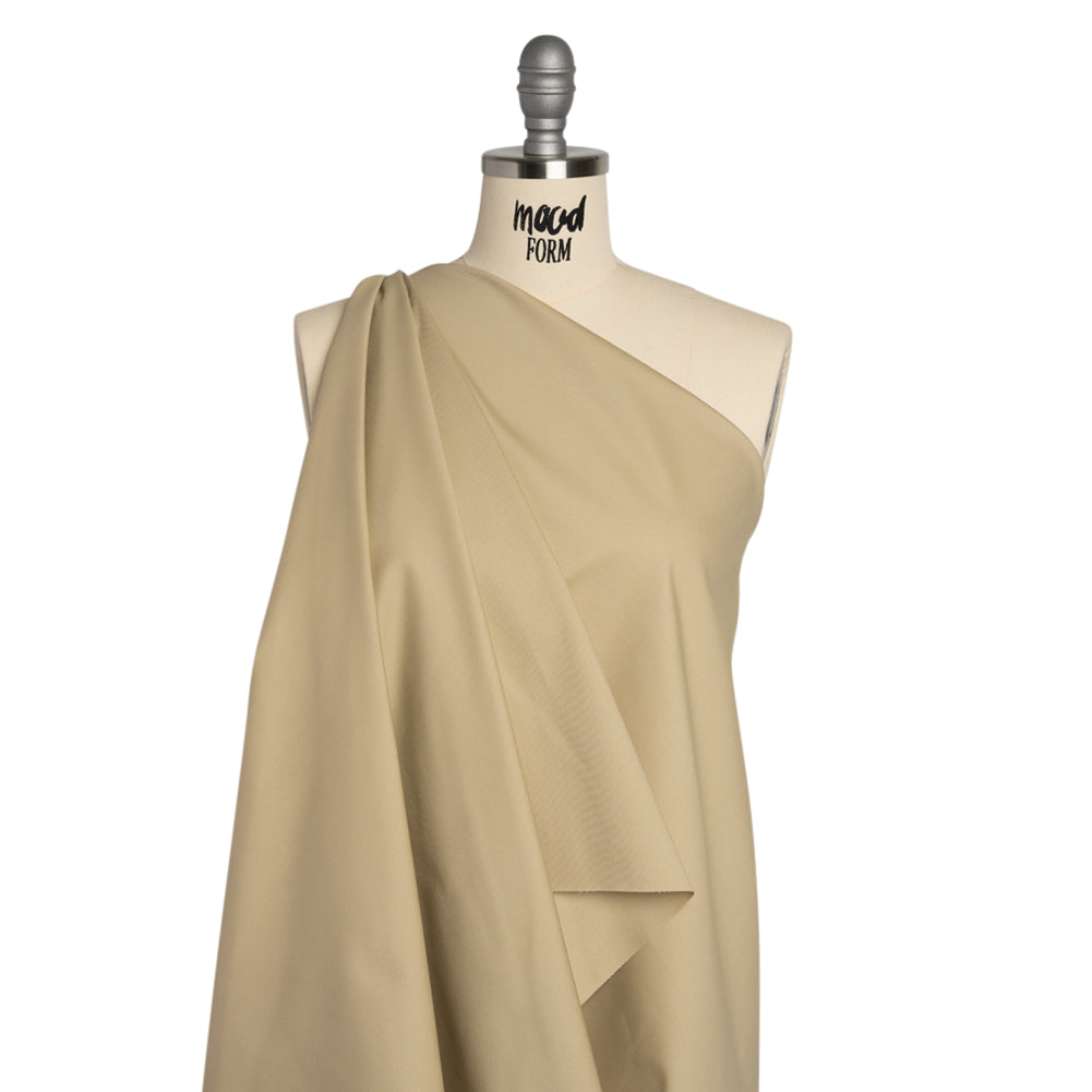 Vertical Ribs Creped Stretch Cotton Dobby - Beige Drape