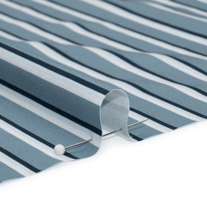 Stretch Polyester Woven - Powder Blue and Gray Shadow Stripes Detail