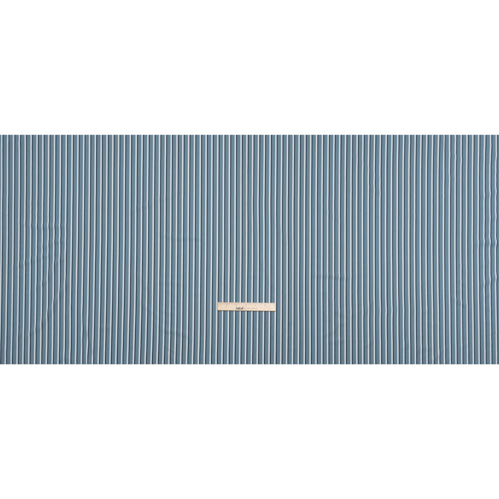 Stretch Polyester Woven - Powder Blue and Gray Shadow Stripes Full