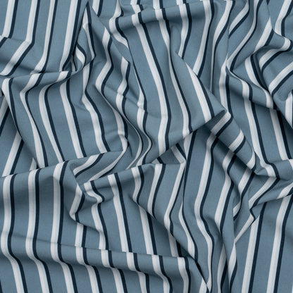 Stretch Polyester Woven - Powder Blue and Gray Shadow Stripes