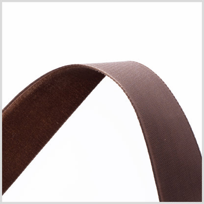 0.875" Brown Nylon Velvet Ribbon Detail