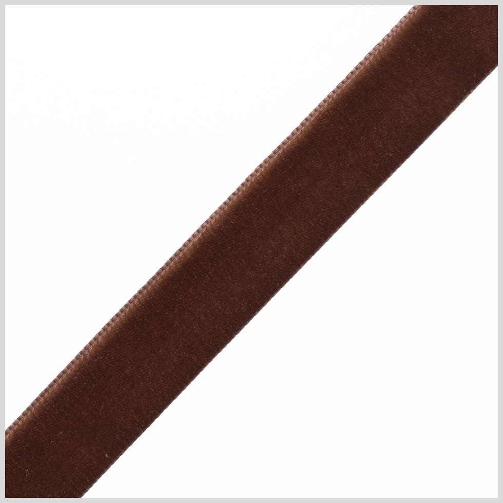 0.875" Brown Nylon Velvet Ribbon