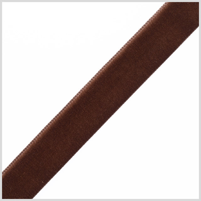 0.875" Brown Nylon Velvet Ribbon