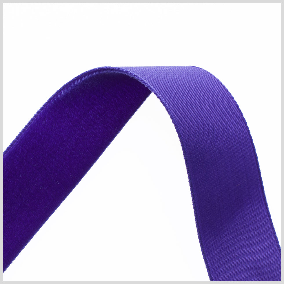 0.875" Purple Nylon Velvet Ribbon Detail