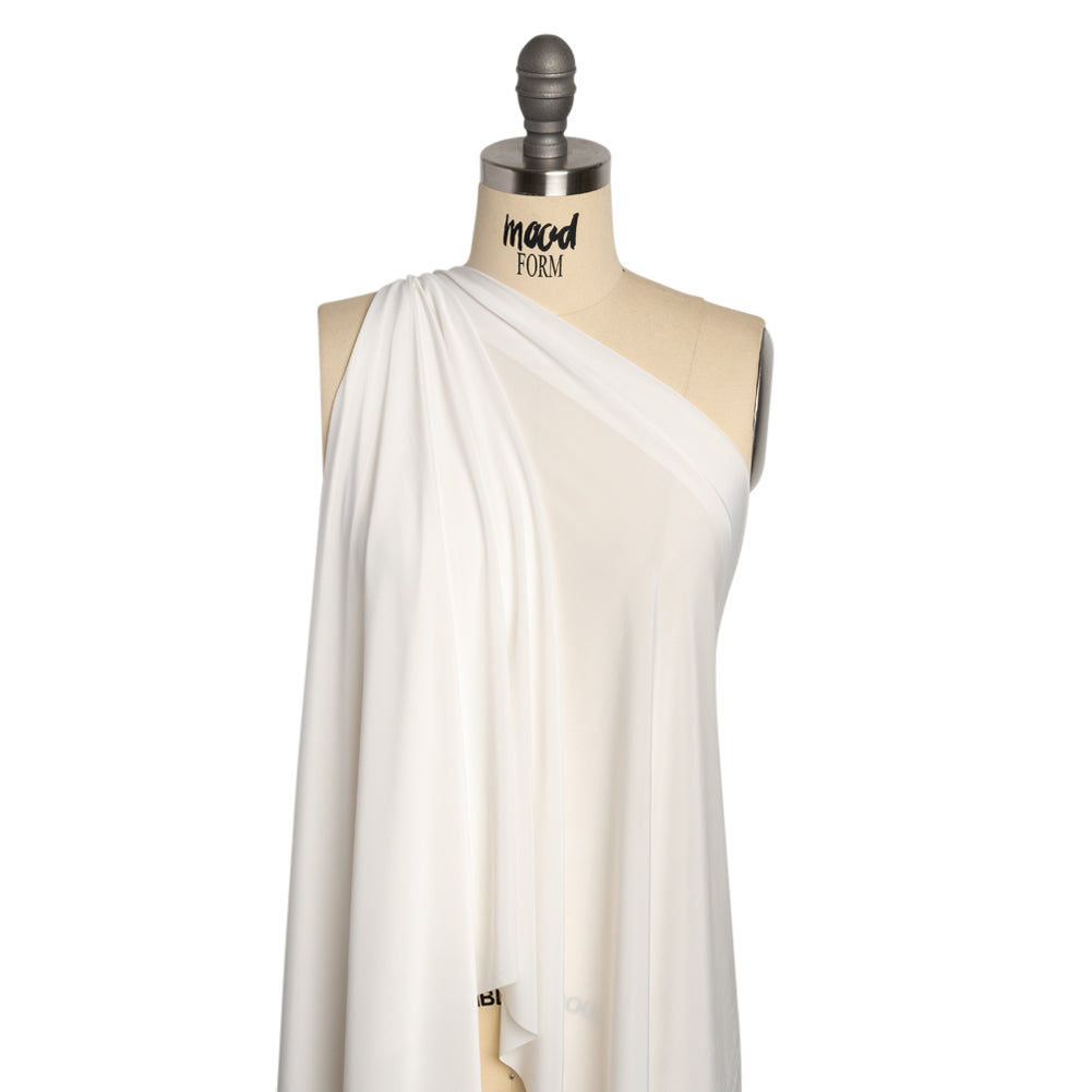 Famous Australian Designer White Stretch Polyester Jersey Drape