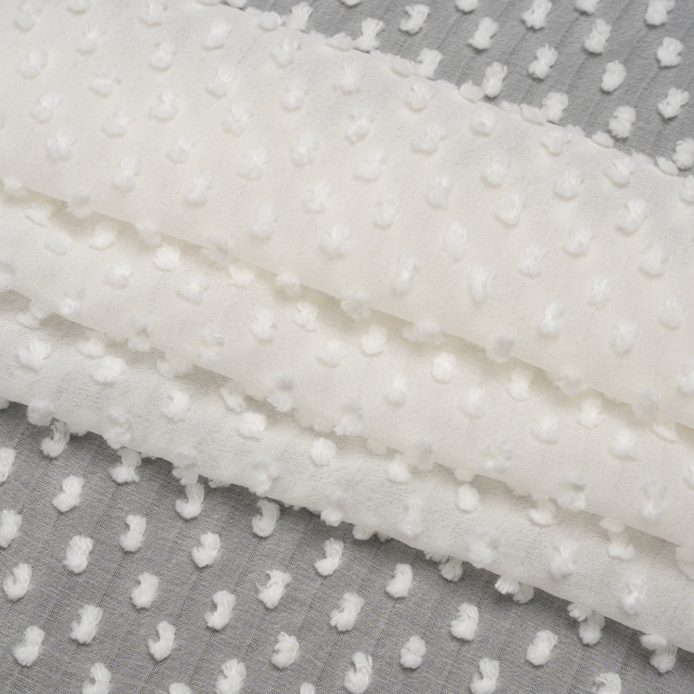Famous Australian Designer Off White Silk Swiss Dot Folded
