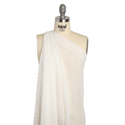 Famous Australian Designer Off White Silk Swiss Dot Drape