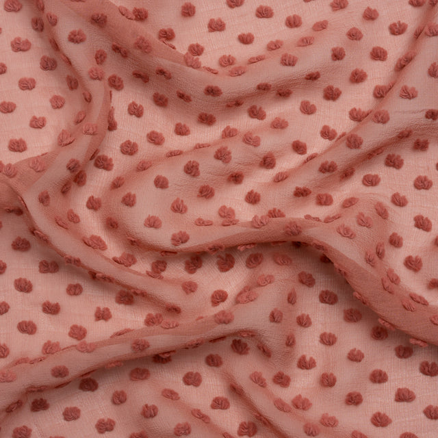 Famous Australian Designer Rose Silk Swiss Dot Georgette