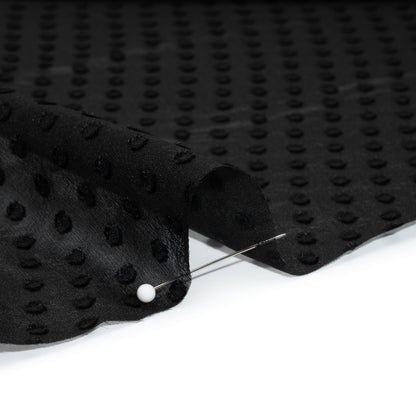 Famous Australian Designer Black Textured Burnout Polka Dots Silk and Viscose Georgette Detail